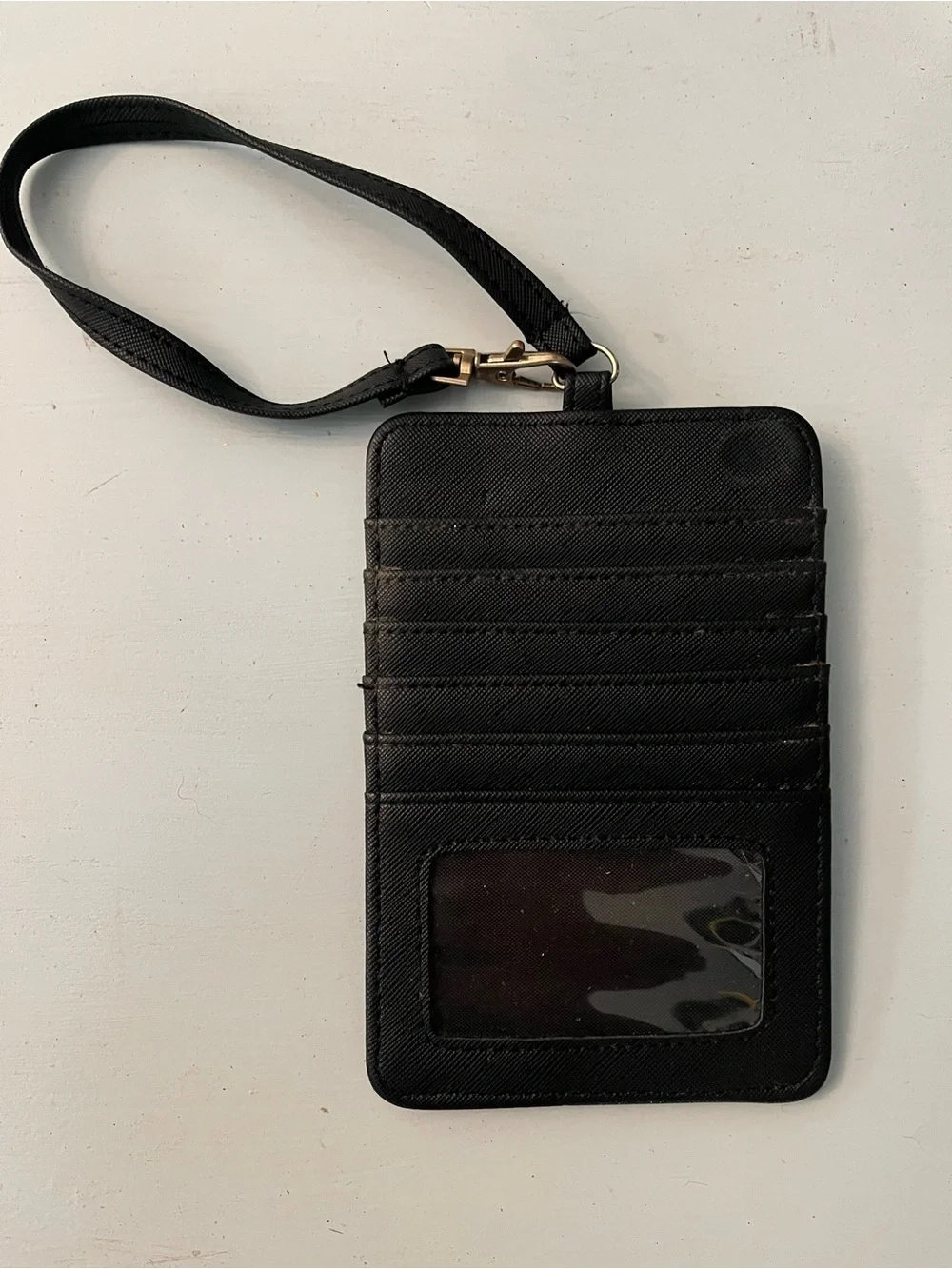 Black Wristlet Card Holder with ID Window